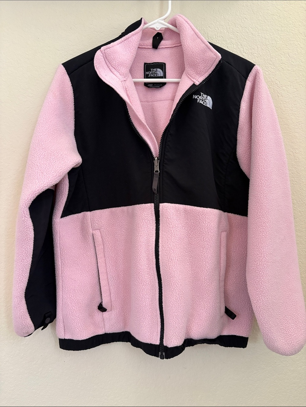 The North Face Kids Pink and Black Puffer-Style Fleece Jacket